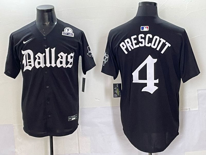 Men 2025 Nike Dallas Cowboys 4 Prescott Black 5th generation Joint Name Limited NFL Jersey 014